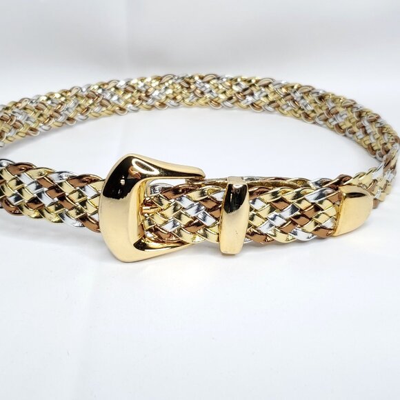 Womens Metallic Braided Belt Vintage Day Lor Silver Gold Bronze Tone Vintage - Picture 1 of 4